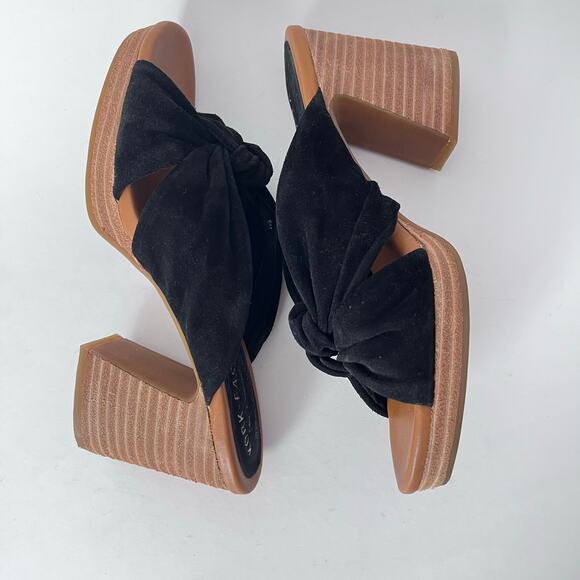 NIB Kork-Ease Haya Knotted Strap Suede Slide Black Heel  Kork-Ease Sandals Sz 9 Haya Knotted Strap Suede